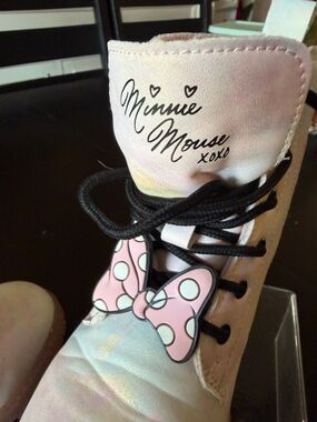Disney Minnie Mouse Pastel Pink Tie-Dye Lace-Up Kids Boots